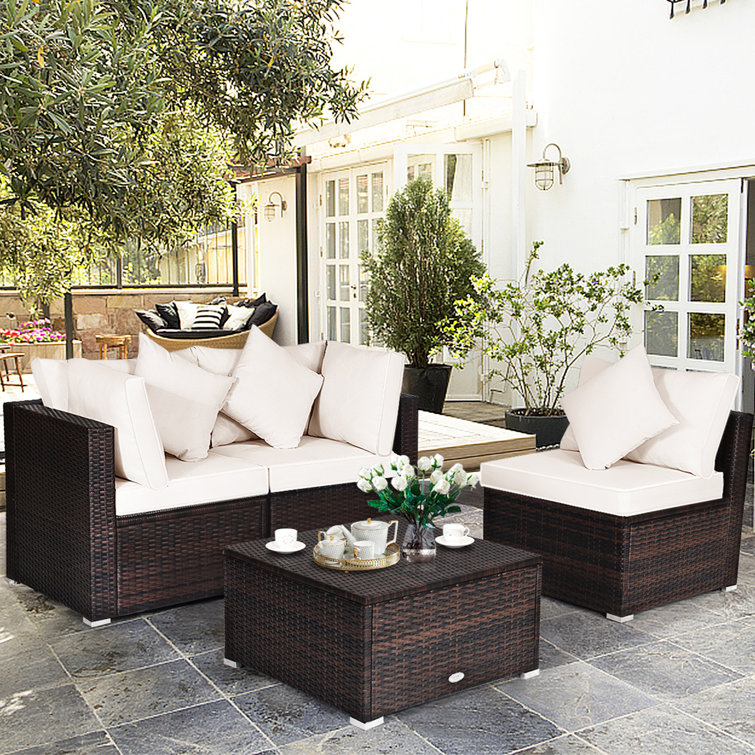 Lindfield rattan 4 seater square 2024 garden furniture set in grey